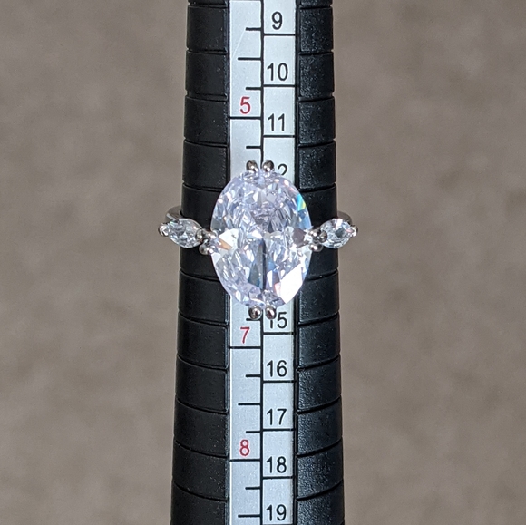 Large Oval Cut Diamond Alternative Solitaire - Picture 9 of 9